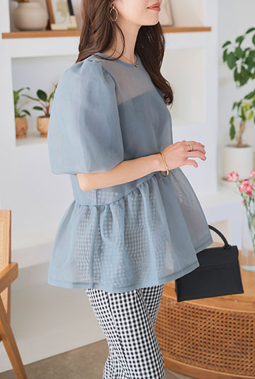 シアーダンボールペプラムトップス [C7634] 