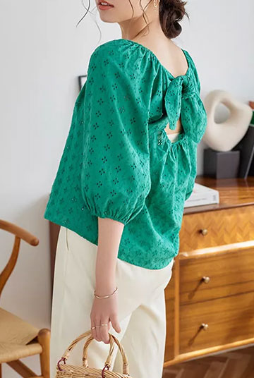2way 刺繍レースリボンブラウス [C5537] 
