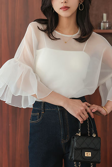 シアーフリルスリーブブラウス [C7471]