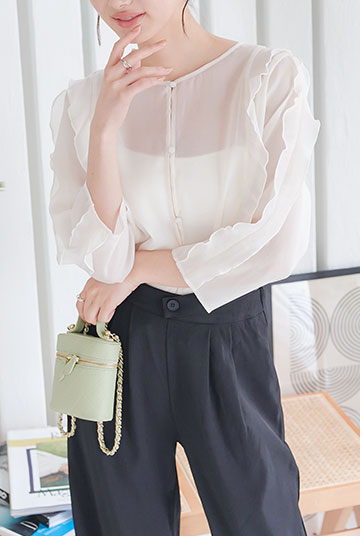 オーガンジーフリルブラウス [C7144]