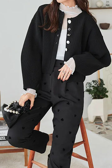 フロッキードットハイウエストパンツ