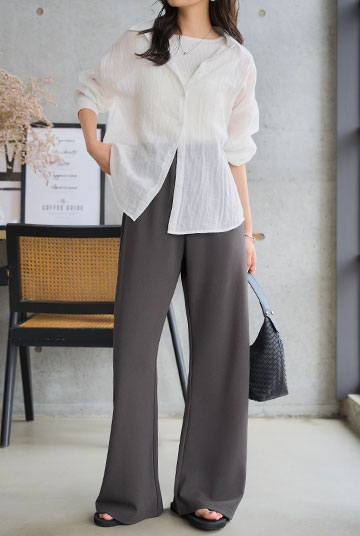 選べる4サイズ錯覚美脚ストレッチワイドパンツ