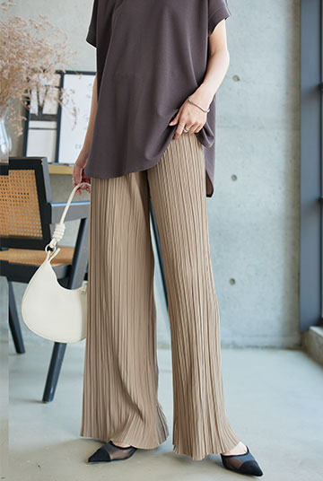 カットオフプリーツワイドパンツ [M4261] 