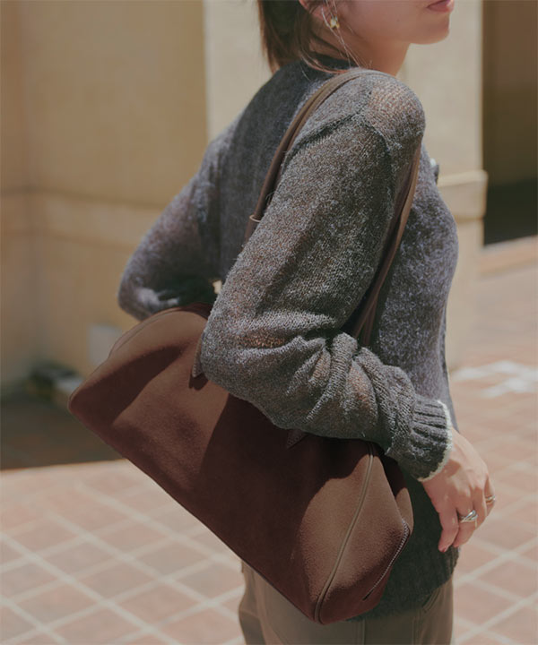 スウェードショルダーボストンバッグ [B1641] - レディース