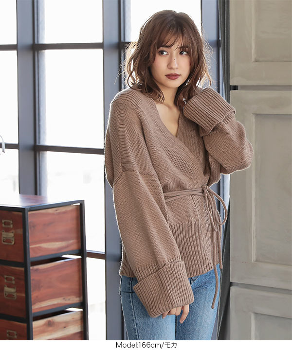 もっちりカシュクールニットカーディガン [C4246] - レディース