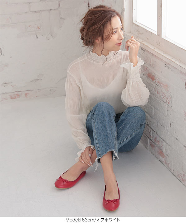 Plantation ハイネック　シャーリング　シャツ　ブラウス　M 1500024S1715_m1_c101.jpg