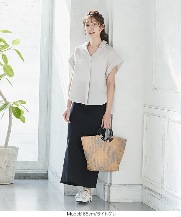 バックプリーツシャツブラウス [C4552] - レディースファッション通販