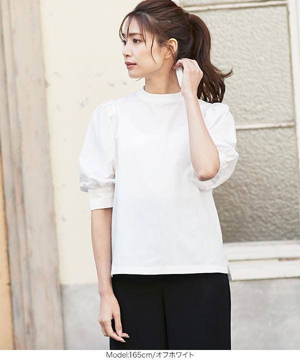 スタンドカラーボリュームスリーブトップス [C4558