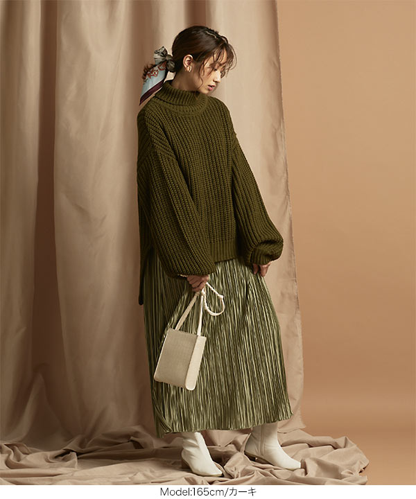 【美品】ドレステリア CLASSY掲載 ウール混 ローゲージオフタートルニット STYLEBLOCK ニット セーター ケーブル編みオフタートルニット