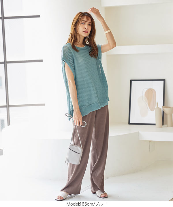 【新品タグ付き】TAN アイボリーポンチョ 2WAYメッシュブリーチニットトップス（ニット/セーター）｜GYDA