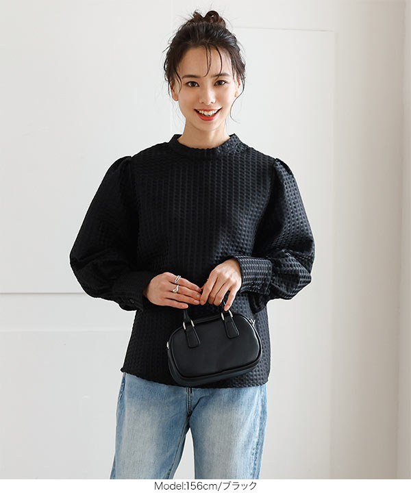 CADUNE ボリュームスリーブブラウス 小さいサイズ ボリュームスリーブブラウス 低身長さん・小柄女性