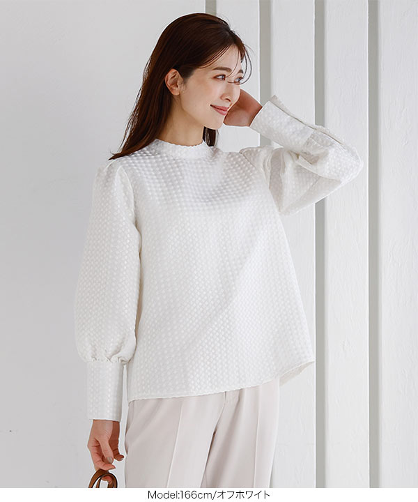 Spick&Span ドットジャガードボリュームスリーブブラウス　ブラック ドットジャガードボリュームスリーブブラウス [C5916