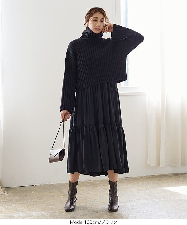 太リブワイドスリーブニット [C6186] - レディースファッション通販