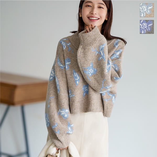 フラワージャガードニット [C6212] - レディースファッション通販 神戸