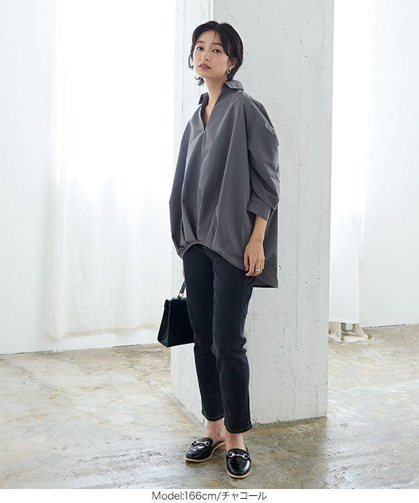 裾タックスキッパー長袖シャツ [C6419] - レディースファッション通販