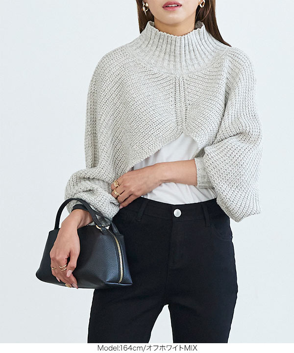 ニットトップス ハイネッククロップドニットトップス [C6423] - レディース