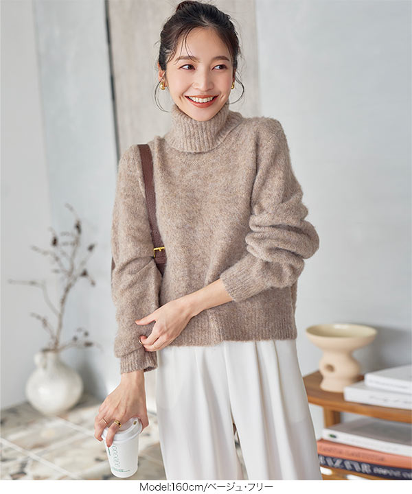 クロップド丈　タートルニット 楽天市場】【OUTLET SALE】ニット《ミックスヤーンタートル