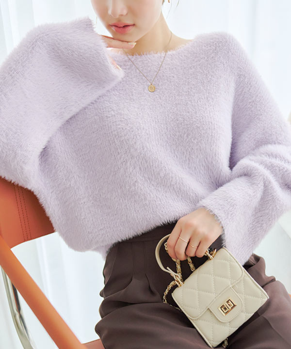 タグ付き新品未使用 glamLips シャギー KNIT ダブル コート