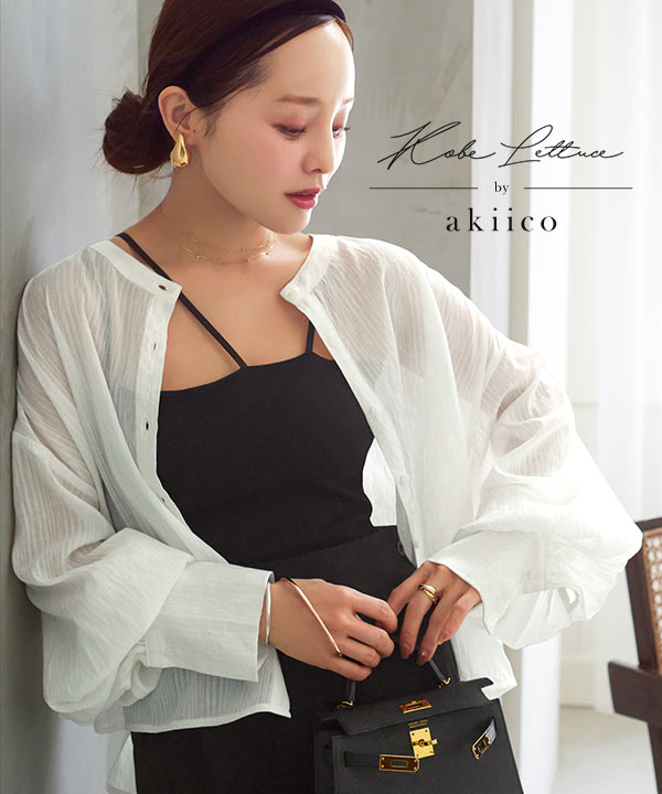 田中亜希子さんコラボ ］ バンドカラーガーゼシャツチュニック