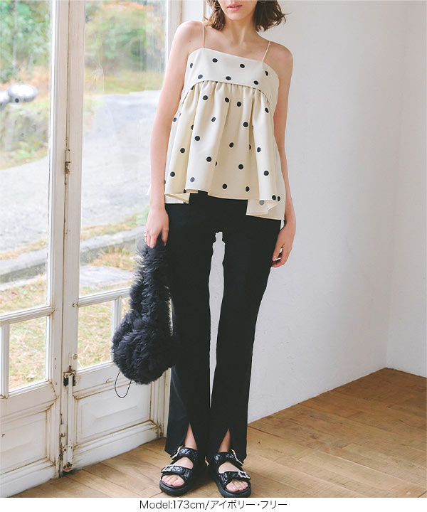 DAMA collection ブラック×水玉プリーツトップス　size L c7040_i2.jpg