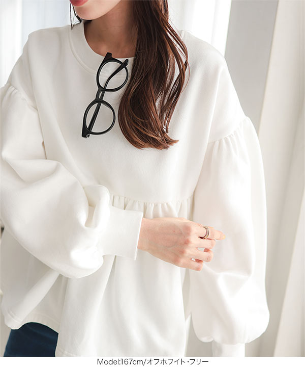 HYEON ホワイトドット柄ペプラムトップス HYEON ホワイトドット柄ペプラムトップス HYEON ホワイトドット柄