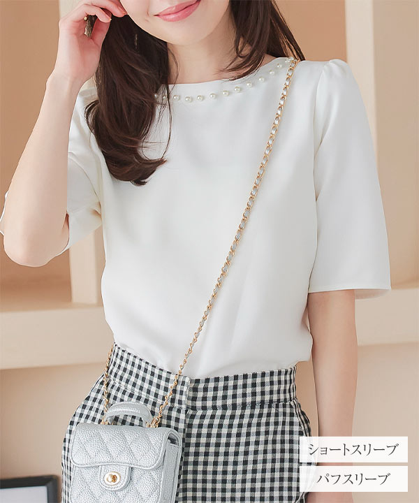 ネックパールトップス [C7101] | SALE!! - レディース