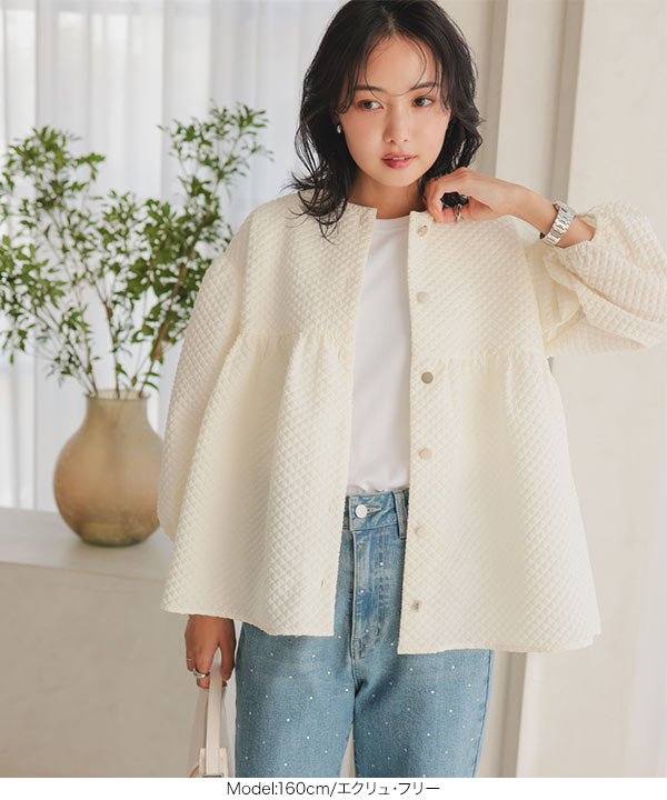 CALNAMUR : 2WAYボリュームスリーブジャガードブラウス CALNAMUR : 2WAYボリュームスリーブジャガードブラウス CALNAMUR