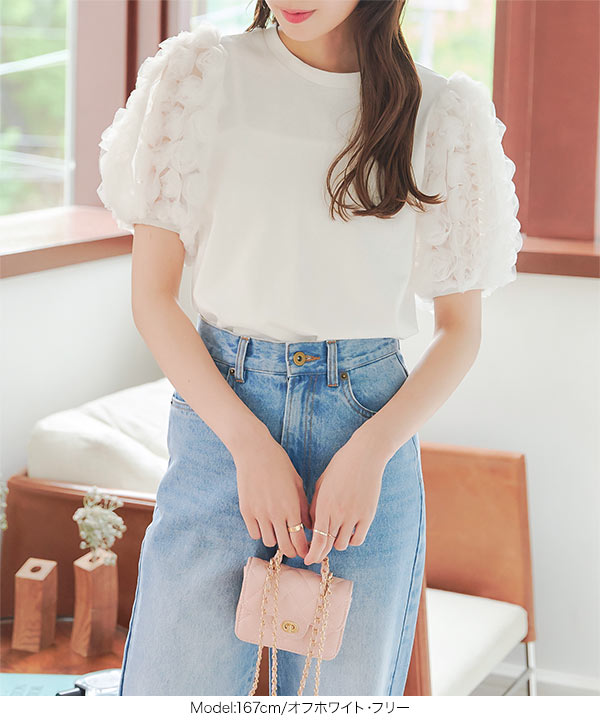 スリーブフラワーレーストップス SLY | FLOWER LACE トップス (Tシャツ・カットソー(長袖) ) |SHEL'TTER