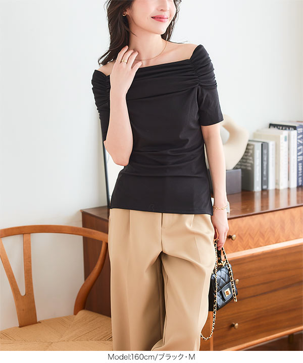 tシャツ オフショルダーカットソートップス レディース 楽天市場】セミオフショルダーカットソー｜オフショル セミオフ