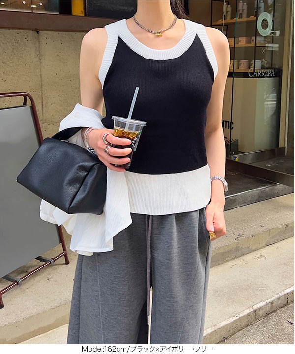 カップ付きアメリカンスリーブニットトップス [C7444