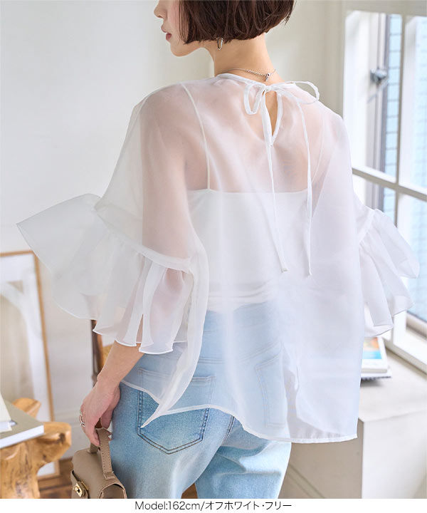 シアーフリルスリーブブラウス [C7471] - レディースファッション通販