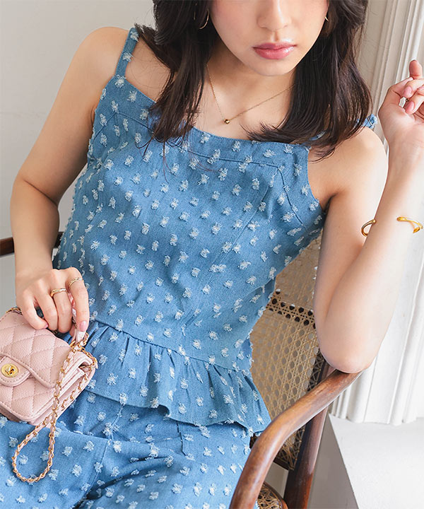 ドットスクラッチデニムビスチェ [C7530] - レディースファッション