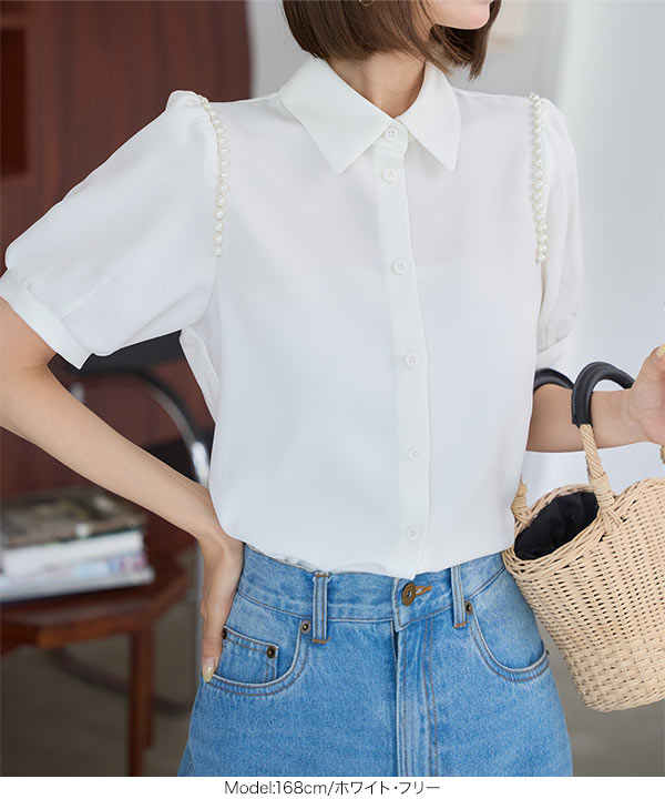 未使用　Rene 肩パールブラウス　34 Futier Land（フューティアランド） ブラウス レディース 長袖 入学式