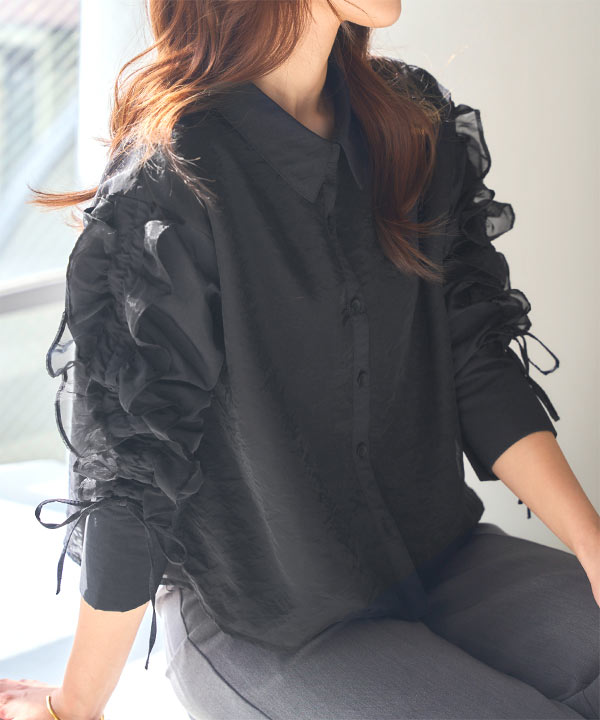 オーガンジーフリルブラウス [C7678] - レディースファッション