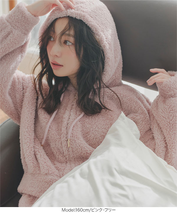 ルームウェア ] ボアショートパーカー [C7733] - レディース