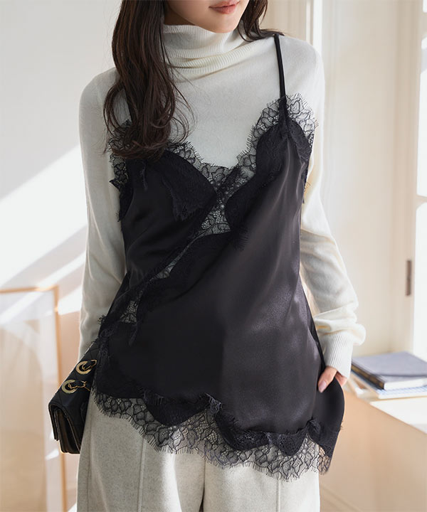 サテンレースキャミソール [C7751] | 大好評につき送料無料