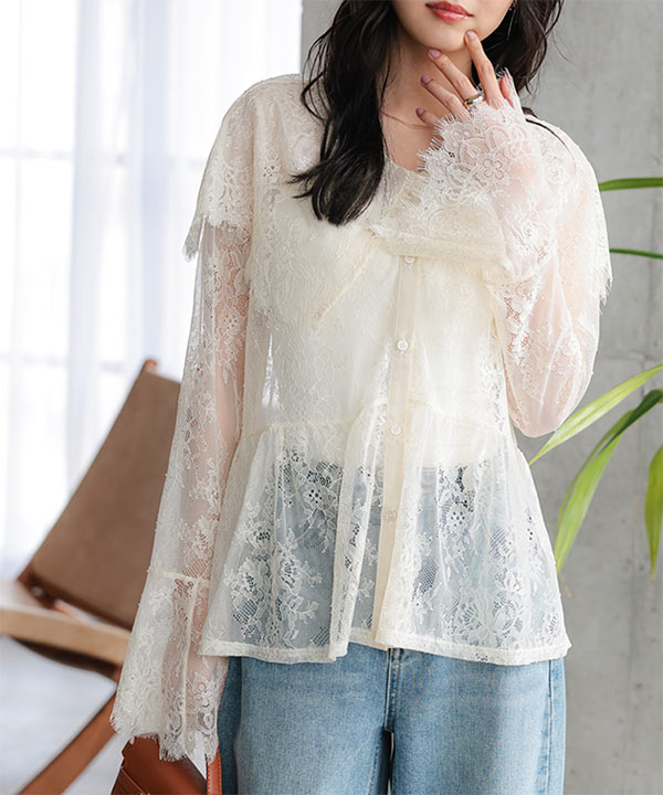 レースブラウス ビッグカラーレースブラウス [C7762]| GW SALE!! 5/1(金)18:00~5/7(木