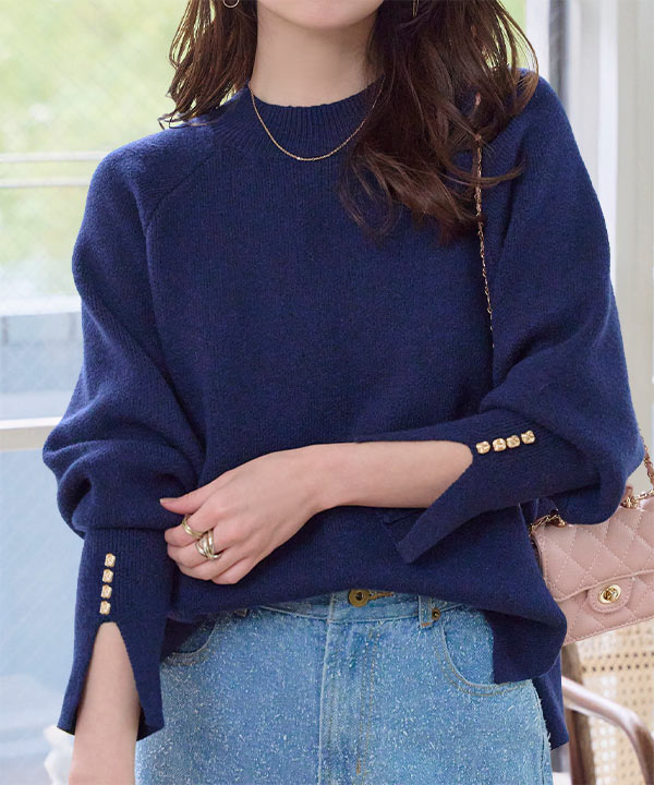 袖スリットボタンデザインニット [C7775]1/18(日)12:00~販売予定