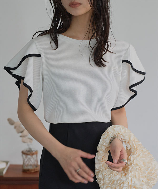 C/MEO COLLECTIVE ｶﾒｵｺﾚｸﾃｨﾌﾞﾌﾘﾙｽﾘｰﾌﾞﾄｯﾌﾟｽ C/MEO COLLECTIVE Lustre Short Sleeve Top | MELIE