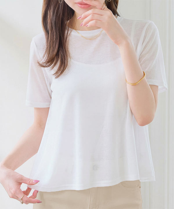 シアードレープ半袖Tシャツ [C7942] | トップス全品送料無料！8/3(月
