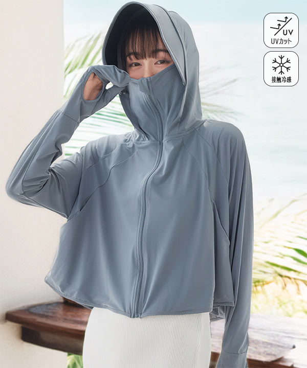 UVカット＆接触冷感 ] 取り外しサンバイザー付きパーカー [C7966]| 今