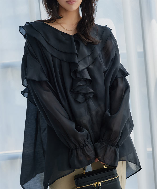 シアーフリルチュニックブラウス [C7990]｜9/10（木）12:00～発売予定