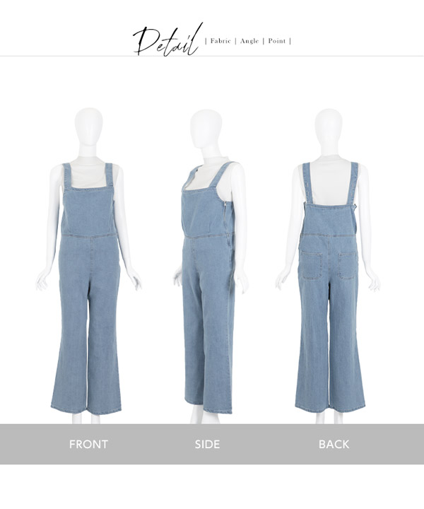 [ポッター] サロペット4点＋丸襟タンクトップ4点セット スクエアネックデニムサロペット [E2086] - レディースファッション