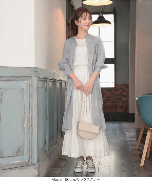 ワンピース シャツワンピース 光沢 グラデーション 長袖 ロング グラデーションデニムロングシャツワンピース（ワンピース