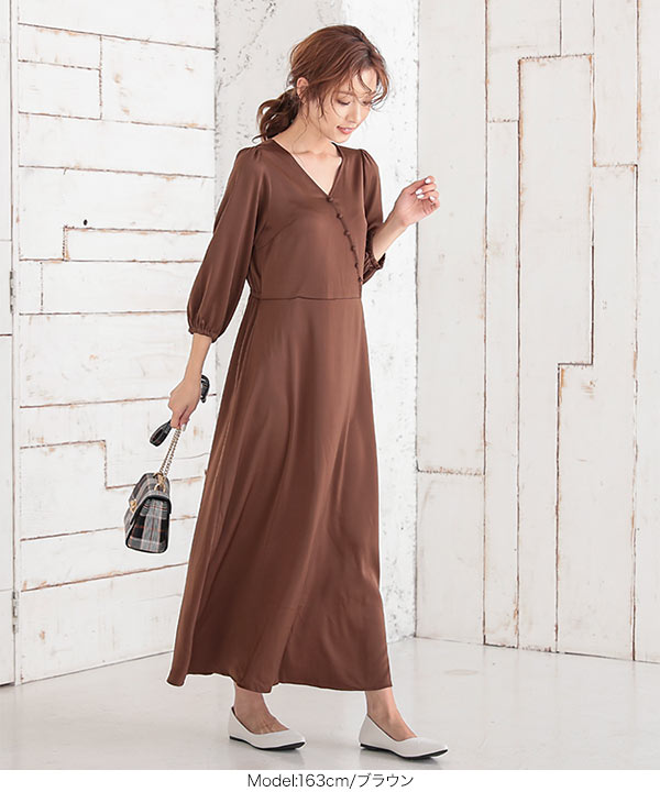 (新品未使用) 45R ドット ドレス ワンピース ブラウン 楽天市場】パーティードレス 結婚式 ワンピース 前後2way 普段使い