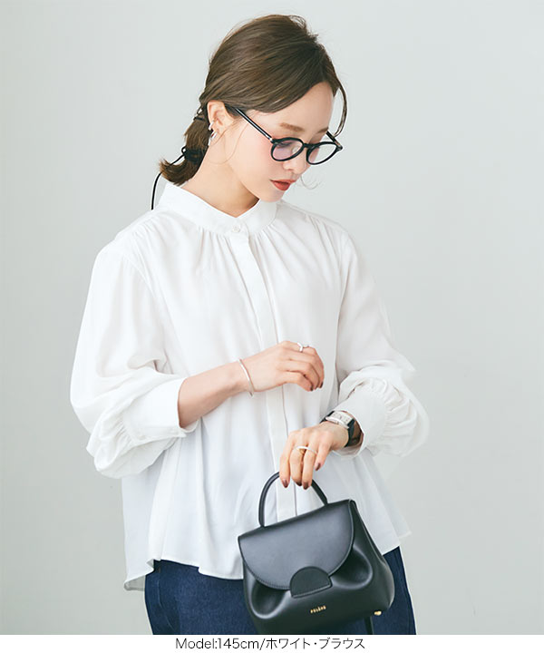 田中亜希子さんコラボ ] バンドカラーブラウス [E2687] - レディース