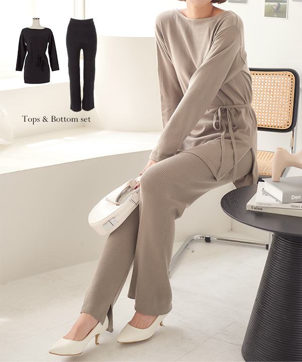 ウエストリボンリボン付きニットアップ [E2931] | SALE！ - レディース