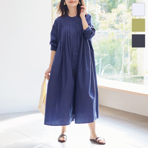 ピンタックフレアシャツワンピース [E3023] - レディースファッション