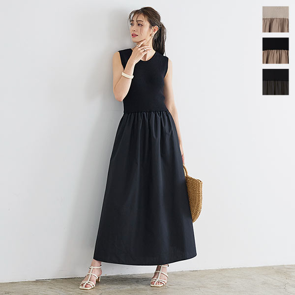 異素材ドッキングワンピ [E3079] - レディースファッション通販