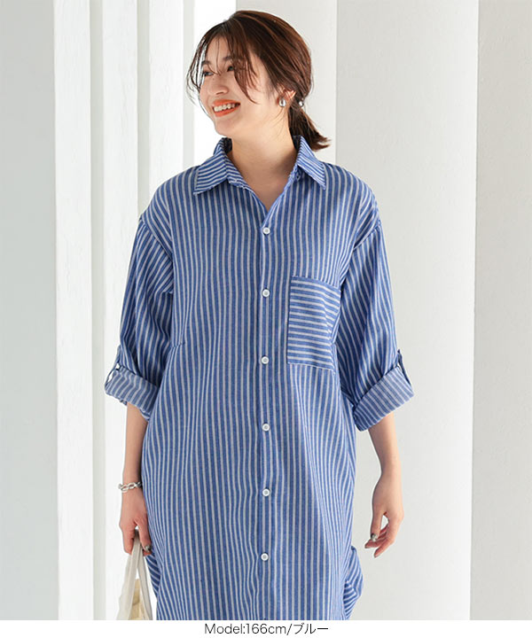 【試着のみ】23区 L LIBECO シャツワンピース　ライトイエロー系　46 シアーロングシャツワンピース [E2395] - レディース